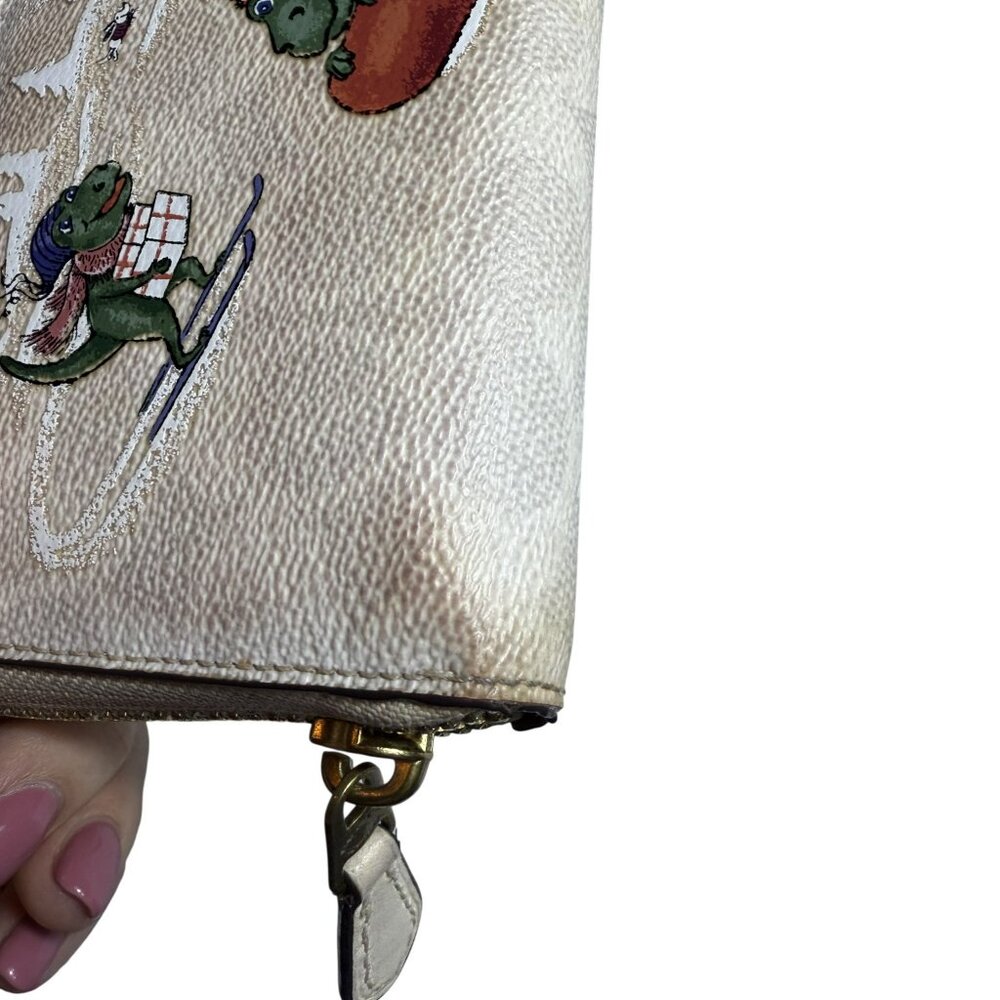 Coach Accordion Zip Wallet In Signature Canvas With Rexy - Picture 4 of 10